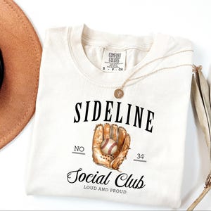 Sideline Social Club Mom Shirt, Baseball Mom Shirt With Number, Baseball Game Day Shirt, Baseball Mama Shirt, Cool Baseball Season Gift image 3
