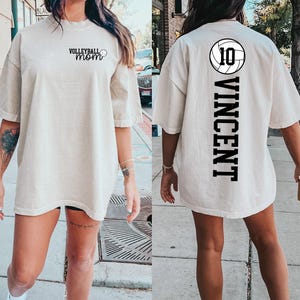 Volleyball Mom Shirt With Kid Name & Jersey Number, Cute Volleyball Season Mama Shirt, Gift For Volleyball Lover Mom Shirt, Mothers Day Gift image 2
