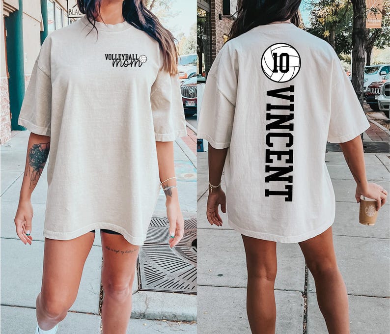 Volleyball Mom Shirt With Kid Name & Jersey Number, Cute Volleyball Season Mama Shirt, Gift For Volleyball Lover Mom Shirt, Mothers Day Gift image 2