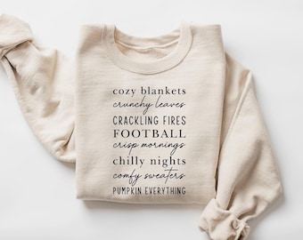 Cozy Blankets Crunchy Leaves Sweatshirt, Fall Lists Shirt, Womens Thanksgiving Gift, Cozy Fall Shirt, Autumn Vibes Football Pumpkin Sweater