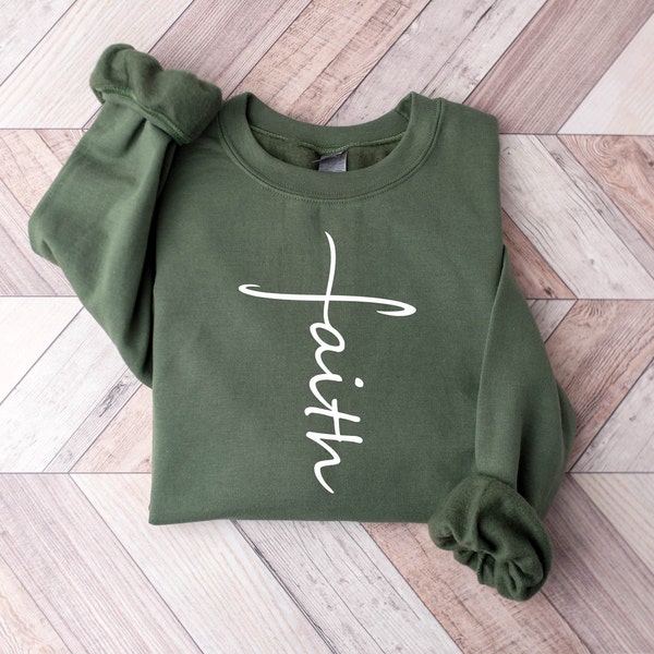 Faith Sweatshirt, Faith Cross Shirt, Christian Gift, Faith Gift, Christian Shirt, Love and Grace Shirt, Believe Shirt, Vertical Cross