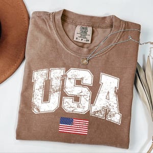 Retro USA Flag Shirt, Womens USA Shirt, Patriotic Shirt, American Flag Shirt, America Shirt, Red Blue White, USA Flag Lover Shirt image 7