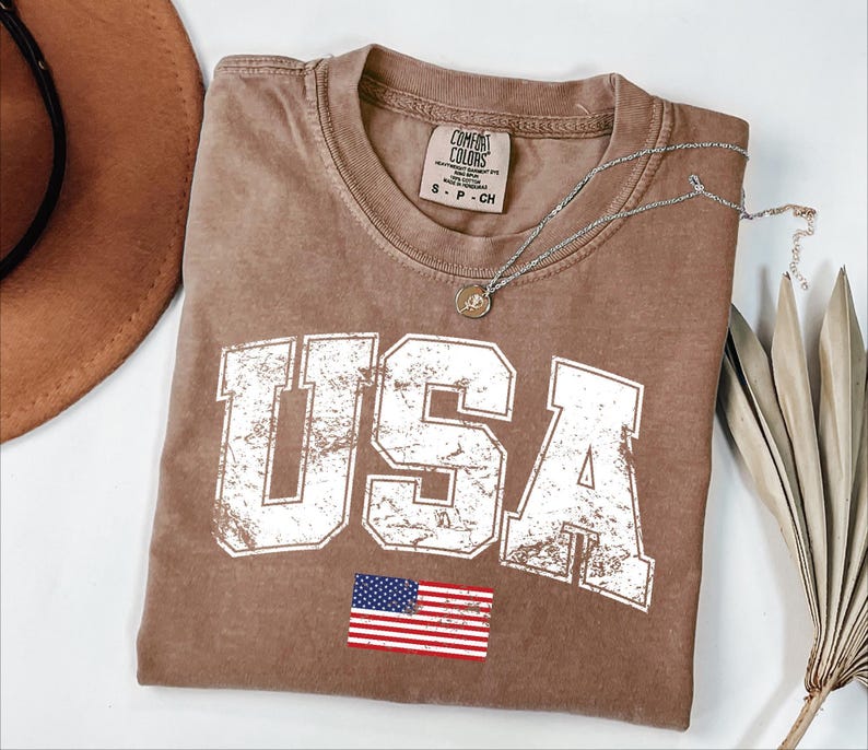 Retro USA Flag Shirt, Womens USA Shirt, Patriotic Shirt, American Flag Shirt, America Shirt, Red Blue White, USA Flag Lover Shirt image 7