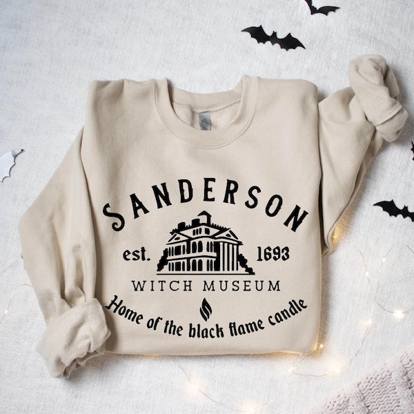Sudadera del Museo de las Brujas de Sanderson, sudadera de Halloween, Hermanas Sanderson, sudadera de bruja, suéter con vela de llama negra, regalo de Hocus Pocus