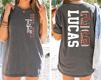 Custom Team Football Shirt With Kids Name & Jersey Number, Personalized Football Mom Shirt, Football Mama Shirt, Fall Football Season Shirt