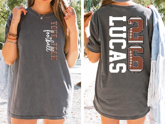 Custom Team Football Shirt With Kids Name & Jersey Number, Personalized Football Mom Shirt, Football Mama Shirt, Fall Football Season Shirt