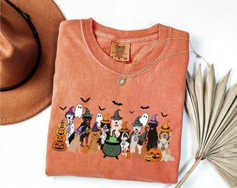 Witch Dogs Halloween Shirt, Ghost Dogs Halloween Shirt, Dogs Lover Halloween Gift, Funny Halloween Party Dogs Shirt, Womens Halloween Shirt
