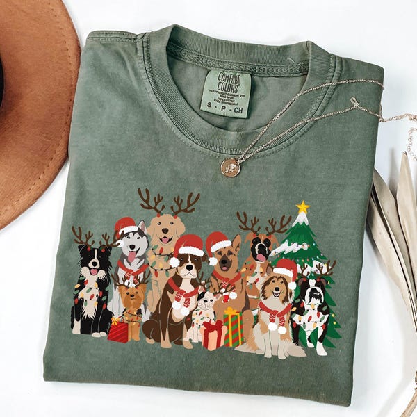 Christmas Dogs Shirt : Dog Lover Holiday T-Shirt, Cute Xmas Gift, Festive Holiday Outfit