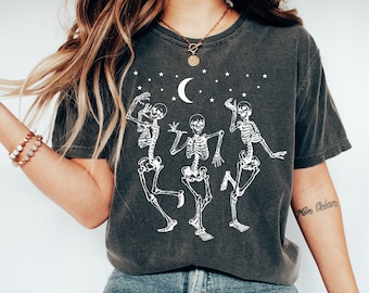 Comfort Colors® Dancing Skeleton Shirt, Halloween Shirt, Skull Halloween Shirt, Womens Halloween Shirt, Fall Graphic Tee, Skeleton Tee