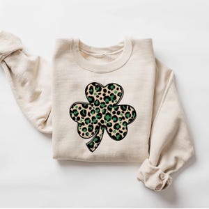 Leopard Shamrock Sweatshirt, Cute St Patricks Day Sweatshirt, Womens Shenanigans Sweatshirt, Lucky Sweatshirt, Irish Shirt, Four Leaf Clover