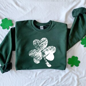 Retro Shamrock Sweatshirt, Womens Shenanigans Sweatshirt, Cute St Patricks Day Sweatshirt, Lucky Sweatshirt, Irish Shirt, Four Leaf Clover image 3