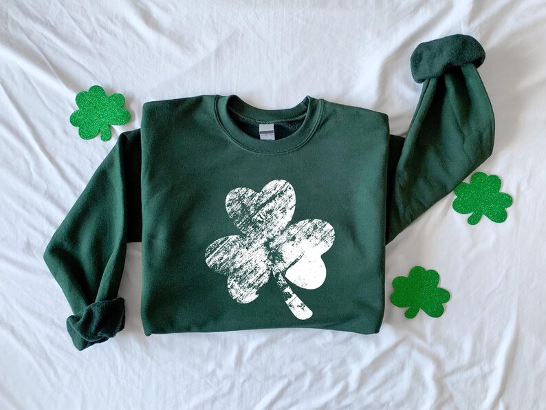 Retro Shamrock Sweatshirt, Womens Shenanigans Sweatshirt, Cute St Patricks Day Sweatshirt, Lucky Sweatshirt, Irish Shirt, Four Leaf Clover image 3