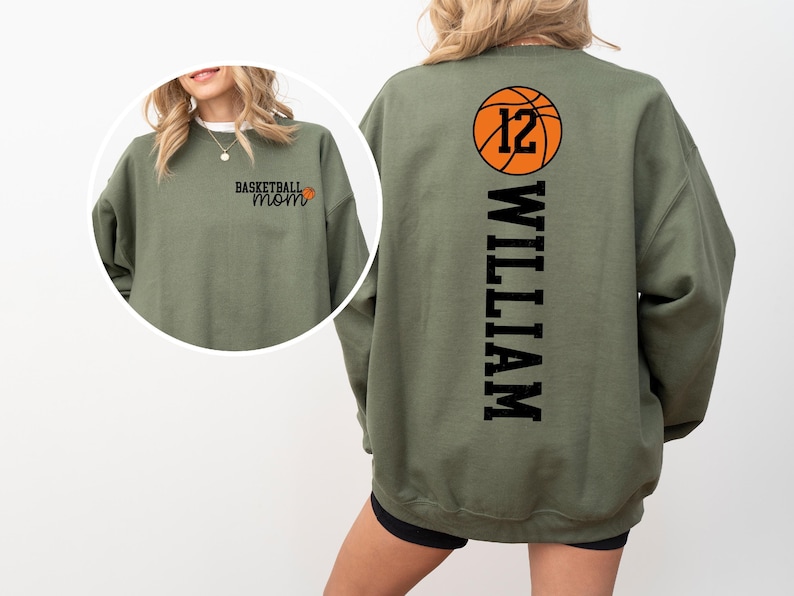 Cute Basketball Mama Sweatshirt, Basketball Season Mom Shirt, Basketball Lover Mama Sweatshirt, Gameday Basketball Mama Shirt, Jersey Number image 3