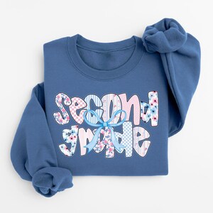 Second Grade Teacher Sweatshirt, Coquette Bow 2nd Grade Teacher Shirt, Team 2nd Grade Teacher, Second Grade Crew, Elementary School Teacher image 4