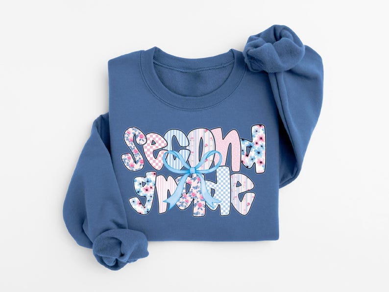 Second Grade Teacher Sweatshirt, Coquette Bow 2nd Grade Teacher Shirt, Team 2nd Grade Teacher, Second Grade Crew, Elementary School Teacher image 4