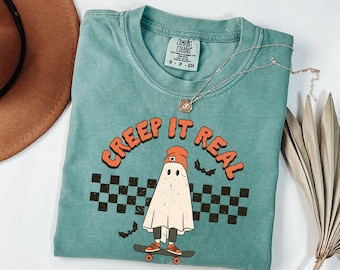 Cute Ghost Shirt, Creep It Real, Retro Halloween Shirt, Womens Halloween Shirt, Funny Halloween Shirt, Fall Shirt, Halloween Graphic Shirt
