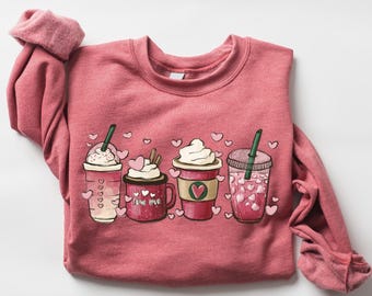 Womens Valentines Day Sweatshirt, Valentine Coffee Sweatshirt, Womens Valentines Day Sweater, Valentines Day Shirt, Valentines Sweater