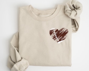 Retro Heart Football Sweatshirt, Cute Football Lover Gift, Football Mom Love Sweatshirt, Mama Football Sweatshirt, Football Game Day Shirt