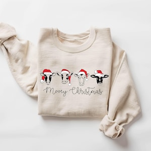 Christmas Cow Sweatshirt, Funny Christmas Shirt, Cow Lover Gift, Holiday Sweater, Farm Christmas Shirt, Womens Cow Shirt, Christmas Crewneck