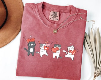 Cute Cat Valentines Shirt, Cat Lover Valentines Shirt, Cat Mom Gift, Womens Valentines Shirt, Heart Valentines Shirt, Love Valentines Shirt