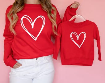 Cute Heart Sweatshirt, Valentines Day Sweatshirt, Love Sweatshirt, Mommy and Me Outfit, Womens Valentine Sweater, Kids Valentine Sweatshirt