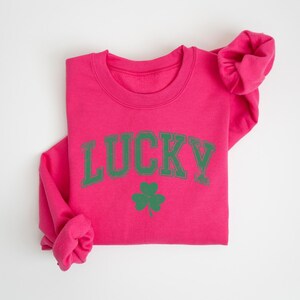 Retro Lucky Sweatshirt, Cute St Patricks Day Sweatshirt, Womens Shamrock Sweatshirt, Irish Shirt, Four Leaf Clover, St Patricks Day Outfit image 7
