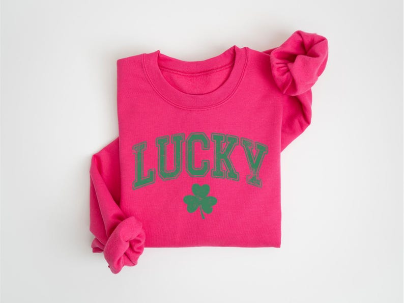 Retro Lucky Sweatshirt, Cute St Patricks Day Sweatshirt, Womens Shamrock Sweatshirt, Irish Shirt, Four Leaf Clover, St Patricks Day Outfit image 7