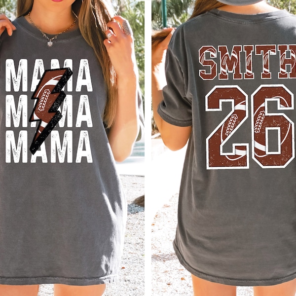 Custom Football Mom Shirt, Football Mama Shirt, Football Mom Tee, Game Day Shirt Football Season, Sport Mom Tee, Personalized Jersey Number