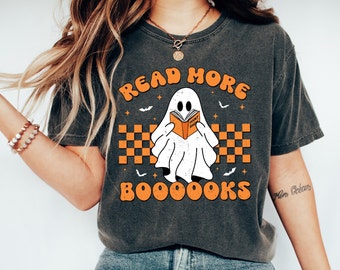 Comfort Colors® Retro Read More Books Spooky Teacher Shirt, Cute Spooky Teacher Shirt, Teacher Fall Shirt, Teacher Halloween Shirt