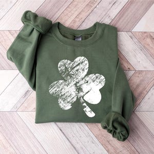 Retro Shamrock Sweatshirt, Womens Shenanigans Sweatshirt, Cute St Patricks Day Sweatshirt, Lucky Sweatshirt, Irish Shirt, Four Leaf Clover image 4