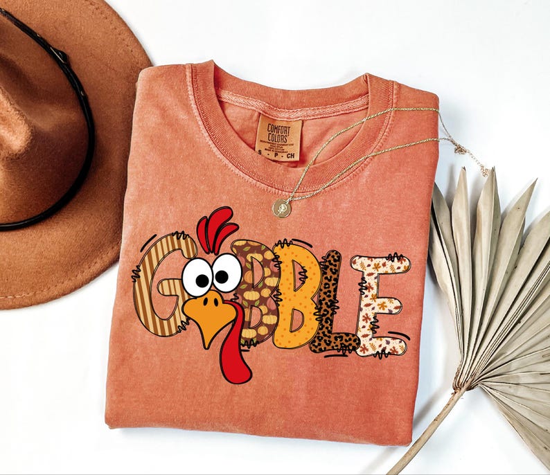 Gobble Turkey Shirt for Women, Funny Thanksgiving Shirt, Cute Fall Graphic Tee, Autumn Turkey Day Shirt, Holiday Thanksgiving Family Shirt image 5