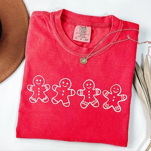 Christmas Gingerbread Cookies Shirt, Festive Holiday Outfit, Womens Xmas Graphic Tee image 8