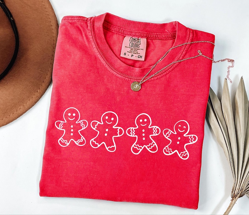 Christmas Gingerbread Cookies Shirt, Festive Holiday Outfit, Womens Xmas Graphic Tee image 8