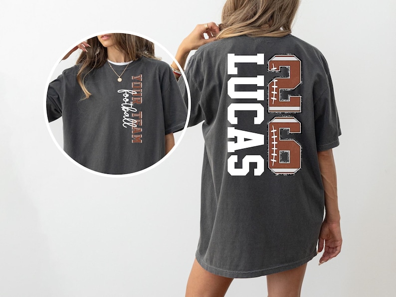 Custom Team Football Shirt With Kids Name & Jersey Number, Personalized Football Mom Shirt, Football Mama Shirt, Fall Football Season Shirt afbeelding 4