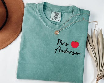 Custom Teacher Last Name Shirt, Back To School, Apple Teacher Mrs Shirt, Teacher Appreciation Gift, Team Teacher Shirt, Cute Teacher Gift