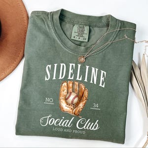 Sideline Social Club Mom Shirt, Baseball Mom Shirt With Number, Baseball Game Day Shirt, Baseball Mama Shirt, Cool Baseball Season Gift image 4