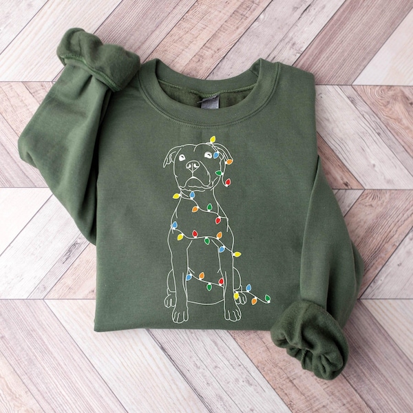 Christmas Dog Sweatshirt : Pitbull Lover Sweater, Festive Holiday Gift, Family Xmas Party Tee