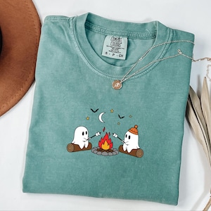 Cute Ghost Camping Shirt, Camp Lover Ghost Shirt, Spooky Season, Womens Camper Halloween Shirt, Camp Life Shirt, Halloween Campfire Shirt