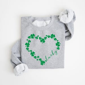 Heart Shamrock Sweatshirt, Love Clover Hoodie, St Patricks Day Gift, Four Leaf Clover, Lucky Irish Shirt image 8