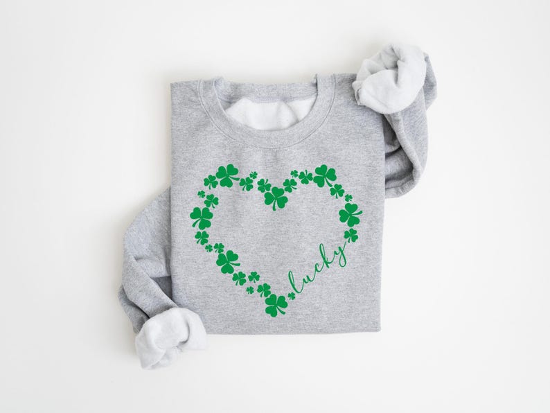Heart Shamrock Sweatshirt, Love Clover Hoodie, St Patricks Day Gift, Four Leaf Clover, Lucky Irish Shirt image 8