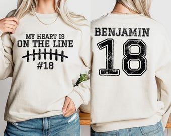 Personalized Football Mom Sweatshirt: My Heart On The Line