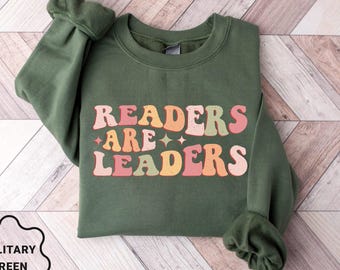 Retro Readers Are Leaders Sweatshirt, Cute Teacher Books Lover Sweatshirt, Bookish Sweatshirt, Teacher Reading Shirt, Group Teacher Shirts