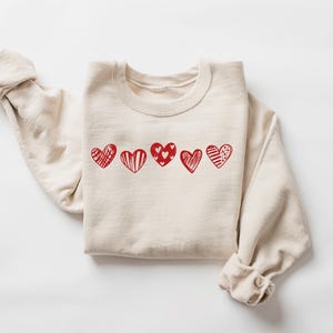 Valentines Hearts Sweatshirt, Womens Valentines Sweatshirt, Love Sweatshirt, Valentines Day Gift, Drawn Heart Shirt, Valentines Graphic Tee image 4