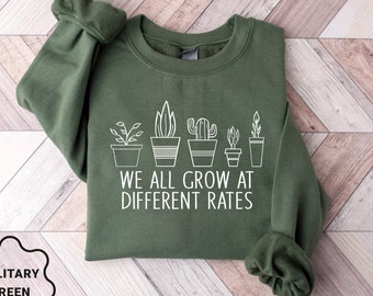 We All Grow At Different Rates Sweatshirt, Cute Teacher Sweatshirt, Helping Little Minds Grow, Sped Teacher Gifts, Teacher Flower Sweatshirt