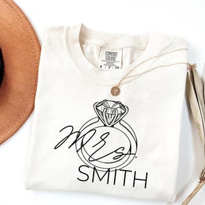 Custom Mrs Last Name Shirt, Engagement Gift for Bride, Future Mrs Shirt, Wedding Gift, Honeymoon Shirt, Bachelorette Party Shirt,Bride To Be
