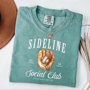 Sideline Social Club Mom Shirt, Baseball Mom Shirt With Number, Baseball Game Day Shirt, Baseball Mama Shirt, Cool Baseball Season Gift image 2