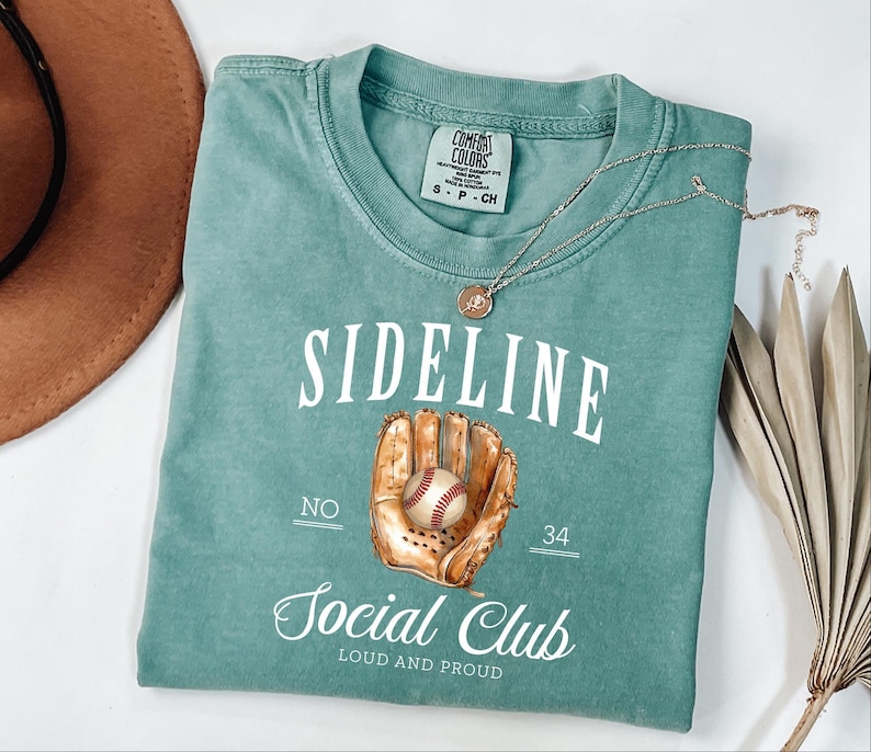 Sideline Social Club Mom Shirt, Baseball Mom Shirt With Number, Baseball Game Day Shirt, Baseball Mama Shirt, Cool Baseball Season Gift image 2