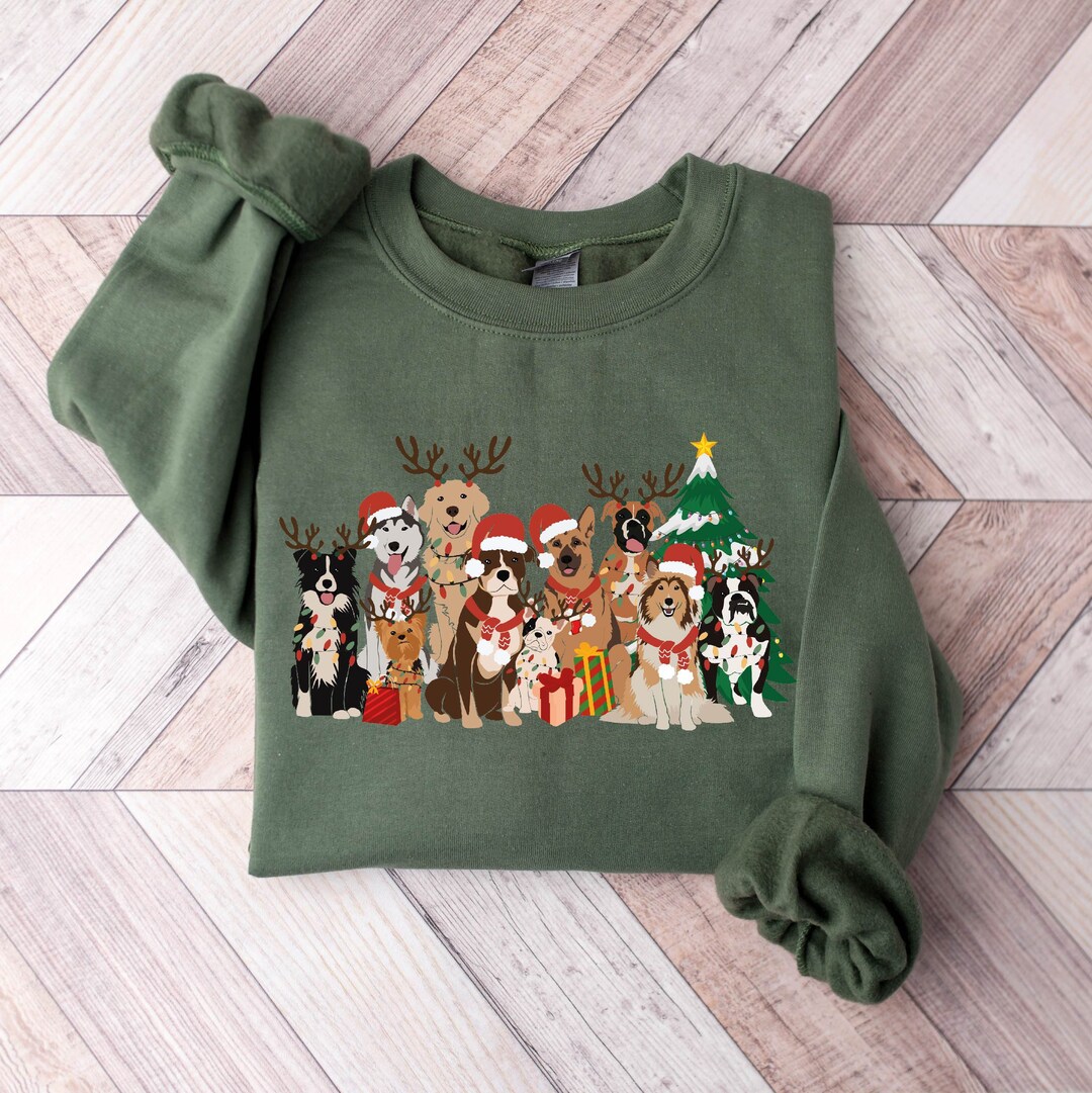 Christmas Dogs Sweatshirt, Dog Lover Sweater, Holiday Sweater