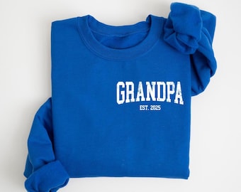 Personalize Grandpa EST Sweatshirt, Fathers Day Gift, Retro Grandpa Shirt, Papa Shirt, Abuelo Shirt, Grandpa Announcement Gift, New Grandpa