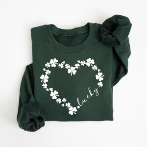 Heart Shamrock Sweatshirt, Love Clover Hoodie, St Patricks Day Gift, Four Leaf Clover, Lucky Irish Shirt image 4